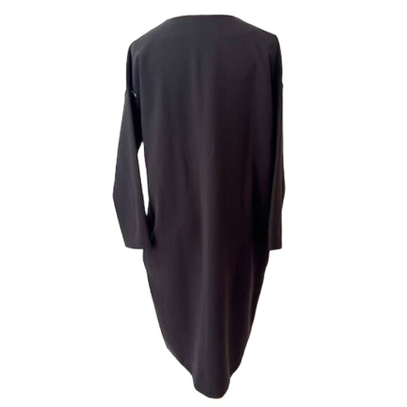 Vince Black Minimalist Shift Dress Front Seam Zipper Medium $365 Retail - Picture 3 of 8